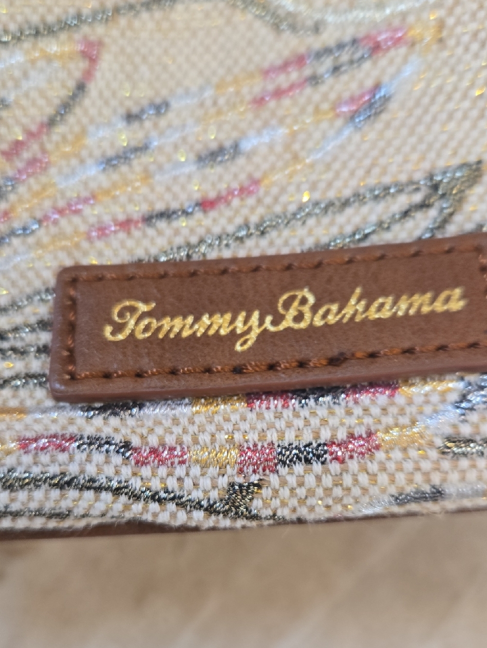 Tommy Bahama Floral Jute Metallic Accent Crossbody Bag - Picture 2 of 16
